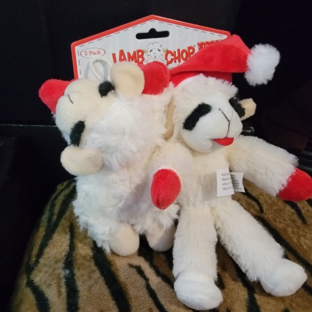 Multipet Lambchop Dog 2 Pack Plush Santa Hat Christmas Xs Sm Plush Toy Set Ea.